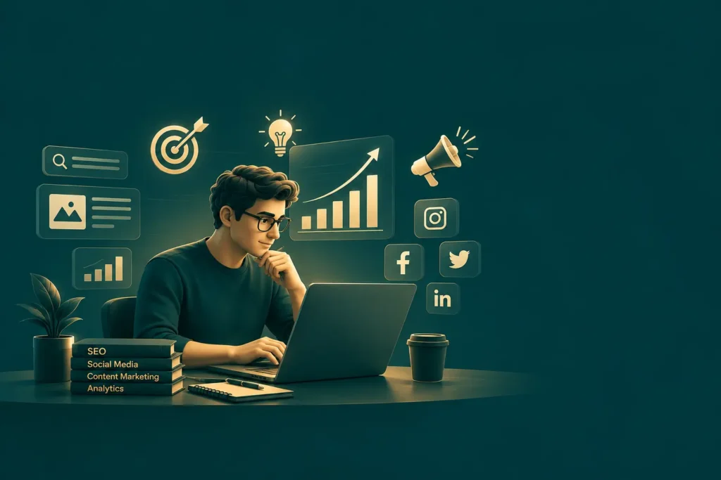 image of Freelance digital marketer planning strategies for business growth